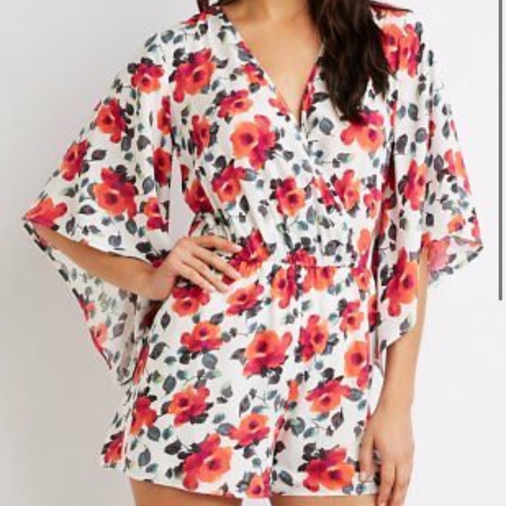 Charolette Russe Floral v neck romper.